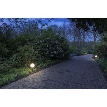 SLV 1002000 GLOO PURE 44cm hohe Wegeleuchte mit Glaskugel anthrazit IP44