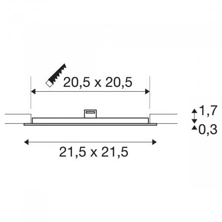 SLV 1004699 SENSER 24 DL Indoor LED Deckeneinbauleuchte eckig weiß 4000K
