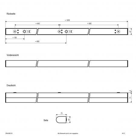 EVN FLAT MIRROR SR44380125 LED Spiegelleuchte weiß 1200 mm 32-38W 3000-5700K IP44