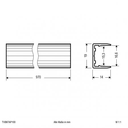 EVN Alu-Profil für LED-Neon-Flex Topview TVB67AP100