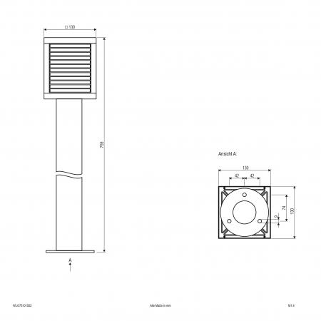 EVN WLG75101502 LED Wegeleuchte 10W 3000K 528lm Anthrazit Aluminium IP65 IK06 Pollerleuchte 755mm 330°