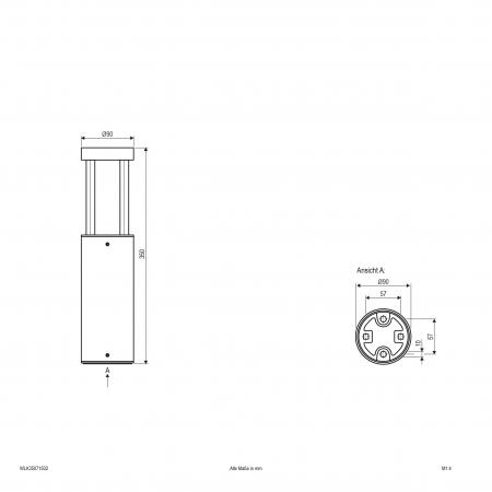 EVN WLK35071502 LED Wegeleuchte 7W 3000K 355lm Anthrazit Aluminium IP54 IK08 Pollerleuchte 350mm