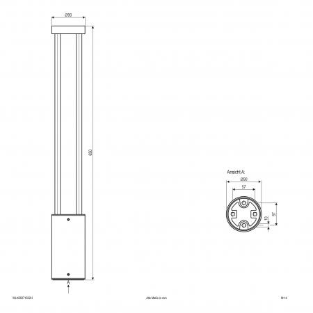 EVN WLK65071502H TORRA LED Wegeleuchte 7W 3000K 486lm IP54 Anthrazit Aluminium 650 mm
