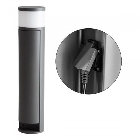 EVN WLSD441502 LED Wegeleuchte mit 2 Steckdosen, 3 W, 3000 K, 190 lm, IP44, Anthrazit, 480 mm