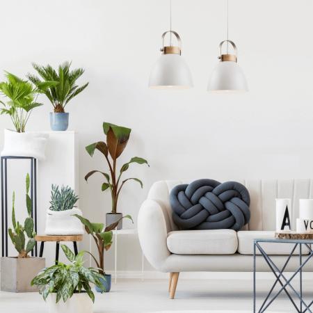 Bioledex Junges Wohnen Pendelleuchte Esszimmerlampe 2x E27 weiß Metall, Holz