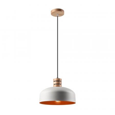 Bioledex Retro Pendelleuchte 30cm E27 weiß-orange Metall, Holz