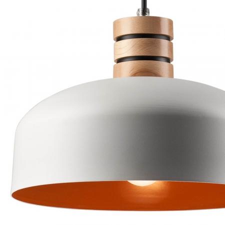 Bioledex Retro Pendelleuchte 30cm E27 weiß-orange Metall, Holz