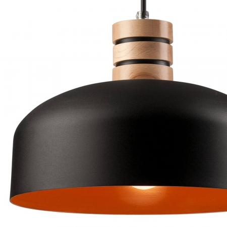 Bioledex Retro Pendelleuchte 30cm schwarz-orange Metall, Holz