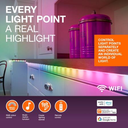 5 Meter Osram SMART+ WiFi Flex Magic LED-Strip RGB mit Fernbedienung oder per App steuerbar indoor IP20