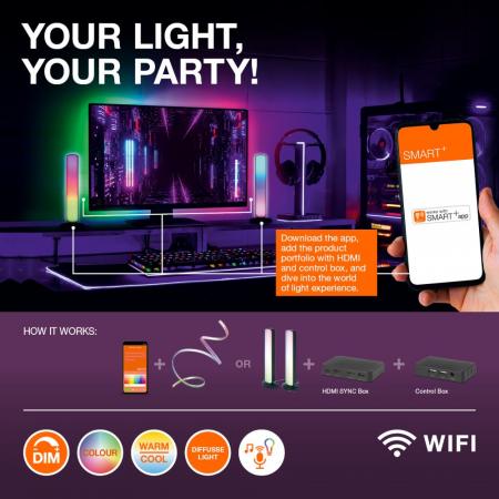 Smart+ WiFi Orbis ZEST Deckenleuchte in Schwarz Ø 49 cm mit Backlight - Tunable White and Magic RGB