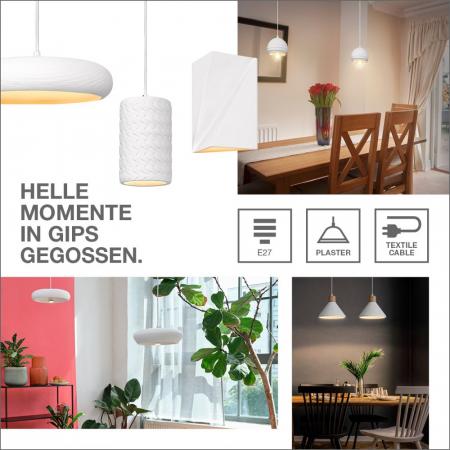 Osram Pendelleuchte Decor Plaster Routes aus Gips in Weiß mit E27 Fassung
