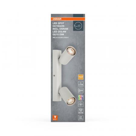 OSRAM LED SPOT OCTAGON GU10 Decken- und Wandleuchte 2 × 3,4 W 2700 K warmweiß dimmbar Weiß