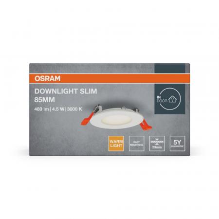 Ultra Slim Einbauleuchte OSRAM mit warmweißer LED, Einbaudurchmesser 72 mm, Einbautiefe 35 mm