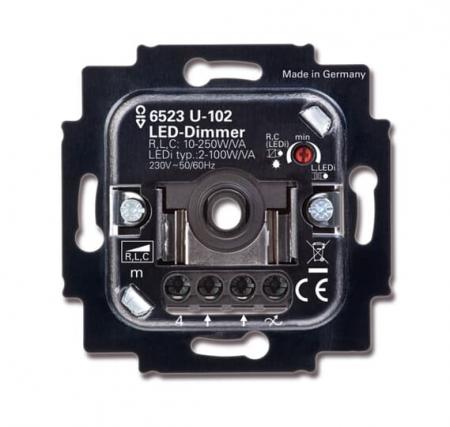 BUSCH-JAEGER 6523 U-102 – Universal LED-Dimmer Dreh Druck 2–100 W UP 2-Draht