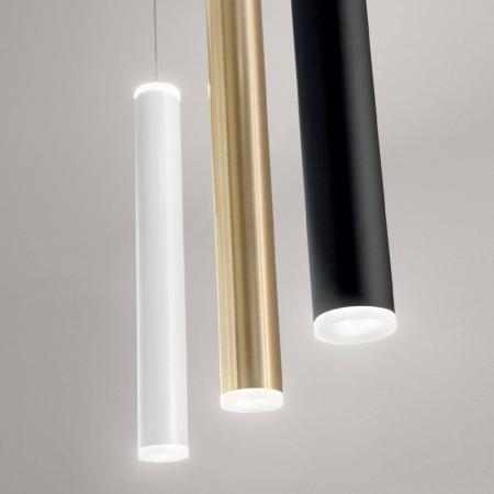 Prado LED Pendelleuchte im Röhrenstil mit Ober- und Unterlicht in Messing/Schwarz dimmbar von Fabas Luce