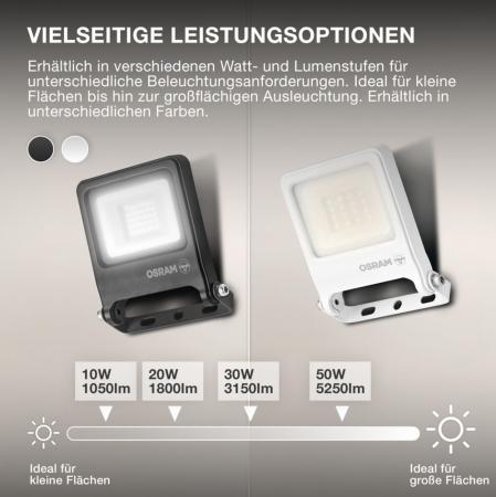 Osram LED  Endura Außen Fluter 50W 3000K warmweißes Licht IP65 dunkelgrau