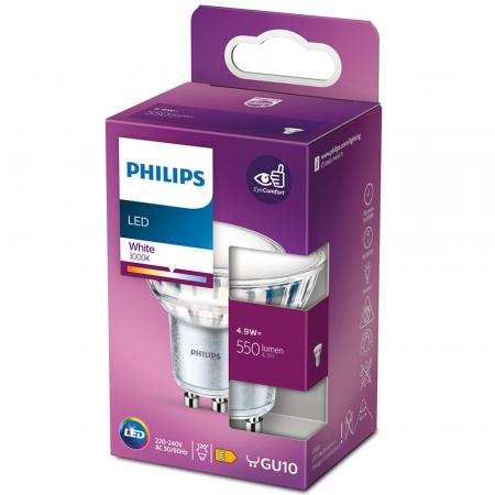 Philips GU10 LED Strahler 4,9W wie 50W warmweißes akzentuiertes Licht 3000K breiter Abstrahlwinkel 120°