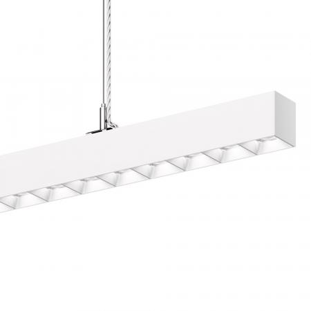 Siteco Silica 21 Hängeleuchte breit strahlend, ELDACON® L, Darklight-Reflektor, weiß, Lichtfarbe 840, UGR ≤ 19, DALI 2, verkehrsweiß (RAL 9016)
