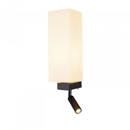 QUADRASS Wandleuchte mit beweglicher LED Leselampe in schwarz und blendfreiem Glasschirm SLV 1003428