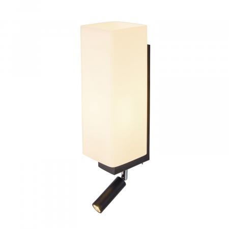 QUADRASS Wandleuchte mit beweglicher LED Leselampe in schwarz und blendfreiem Glasschirm SLV 1003428