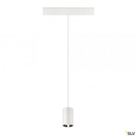 SLV 1006806 NUMINOS® XS, 48V Pendelleuchte, Pendellänge 150 cm, 4000 K, 20°, DALI 2, matt weiß / glänzend chrom
