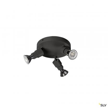 SLV 1008237 PURI 2.0 Basic, Wand- und Deckenaufbauleuchte, rund, 3 x max. 6 W GU10, schwarz