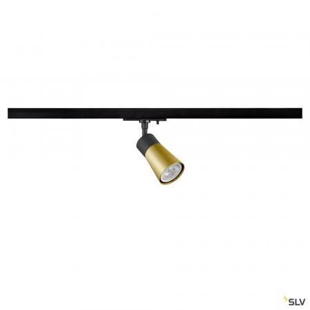 SLV 1008247 PURI 2.0 CONE Schienenstrahler GU10 schwarz/gold, 1-Phasen, max. 6W, dreh- und schwenkbar