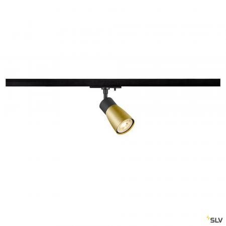 SLV PURI 2.0 DOME 1008251 1-Phasen-Schienenspot GU10 6W Schwarz/Gold, 90° schwenkbar
