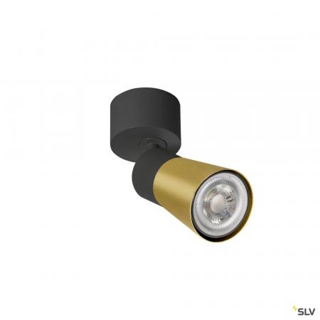 SLV 1008289 PURI 2.0 Cone, Wand- und Deckenaufbauleuchte, 1x max. 6 W GU10, schwarz / gold