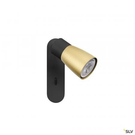 SLV 1008305 PURI 2.0 Dome, Wand- und Deckenaufbauleuchte, Schalter, rechteckig, 1x max. 6 W GU10, schwarz / gold