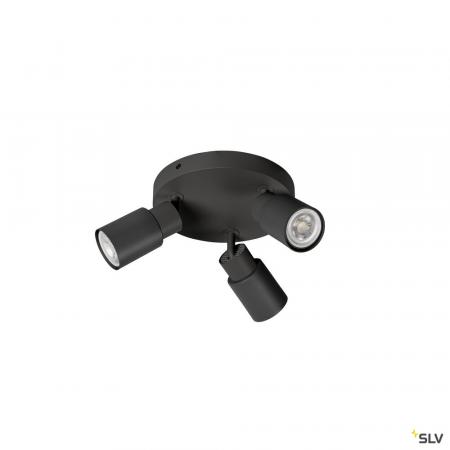 SLV 1008332 PURI 2.0 Tube, Wand- und Deckenaufbauleuchte, rund, 3 x max. 6 W GU10, schwarz