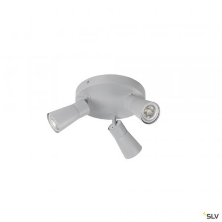 SLV 1008339 PURI 2.0 Cone, Wand- und Deckenaufbauleuchte, rund, 3 x max. 6 W GU10, grau