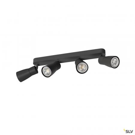 SLV 1008352 PURI 2.0 Dome, Wand- und Deckenaufbauleuchte, long, 4 x max. 6 W GU10, schwarz