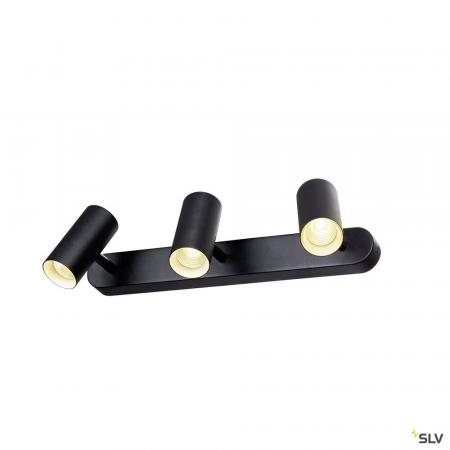 SLV 1008714 NOBLO®, Wand- und Deckenaufbauleuchte, triple, rund, 3000 K, 19 W, PHASE, 32°, schwarz