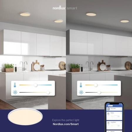 Nordlux Smart Oja Flache runde Deckenleuchte 29cm Bluetooth für moderne Wohnräume Tunable White