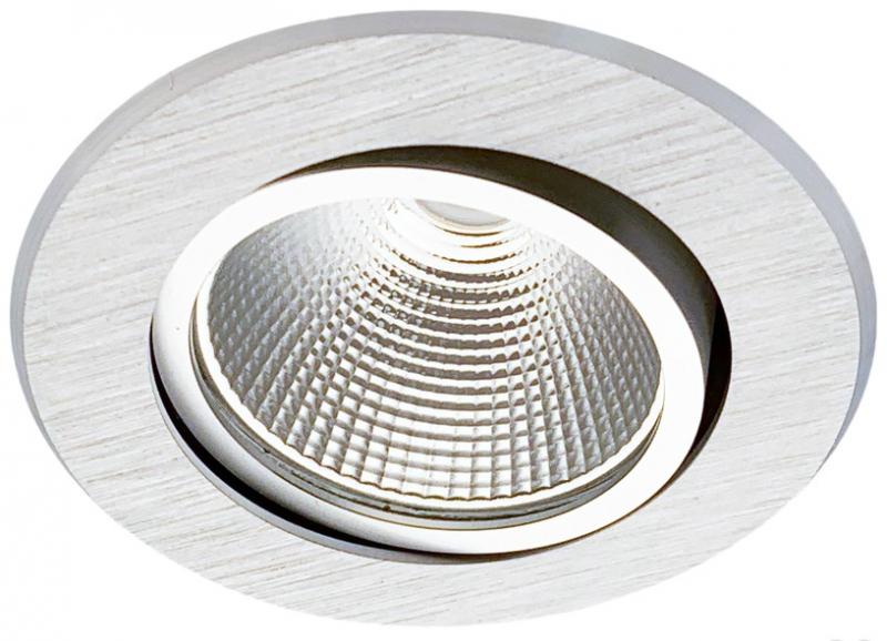 MOBILUX Schwenkbarer Einbaustrahler MOBiDIM COB CLASSIC R Ra>90 9W 2700K 45° alu gebürstet