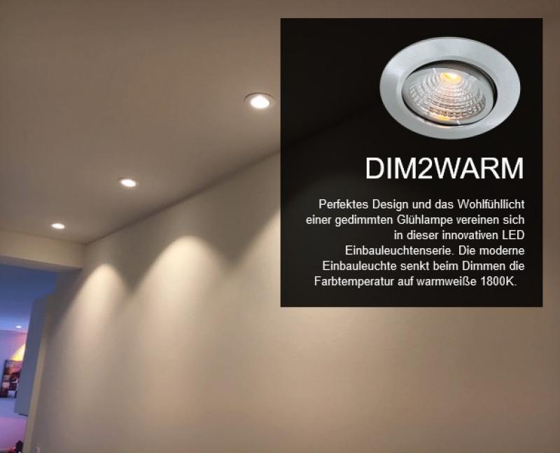 Aktion: Nur noch angezeigter Bestand verfügbar   MOBILUX Schwenkbarer Einbaustrahler MOBiDIM COB SLIM DIM2WARM 8,5W 60° alu poliert 01660258