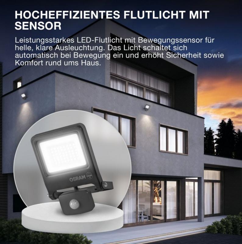 Osram Endura LED Außenstrahler mit Sensor 30W 3000K IP44 weiss