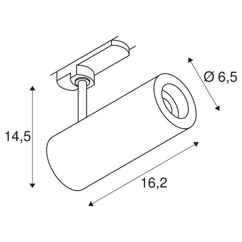 SLV 1004364 3~ NUMINOS DALI S 3 Phasen System Leuchte schwarz/schwarz 2700K 60°