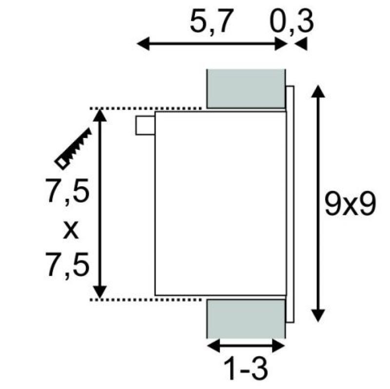 Stufenlicht FRAME BASIC LED Wand Einbauleuchte mit warmweißem Wohnlicht eckig silbergrau SLV 111262