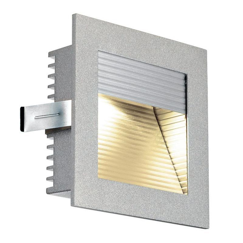 SLV 111292 Silbergraues Treppeneinbaulicht FRAME CURVE Einbauleuchte warmweiße LED silbergrau