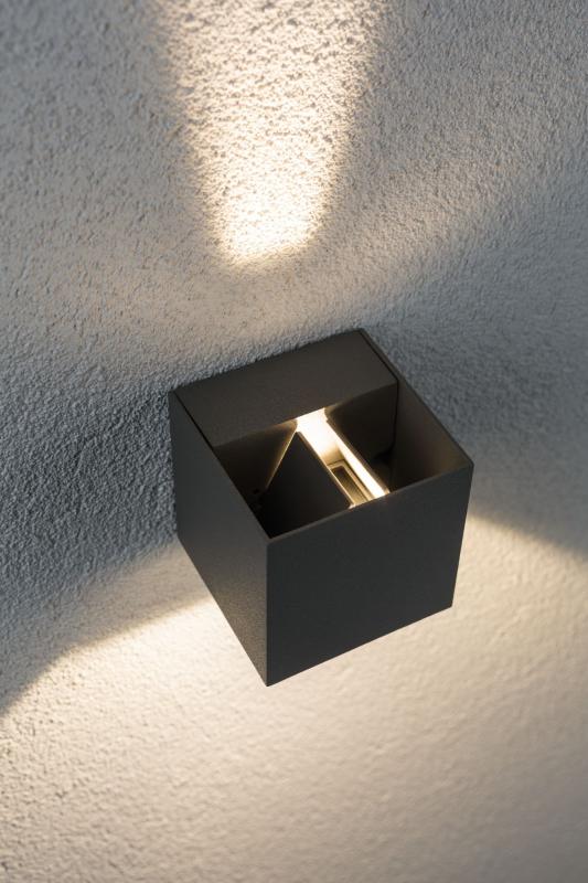 Lichtspiel LED Außenwandleuchte Special Cybo eckig grau Aluminium Paulmann 18000