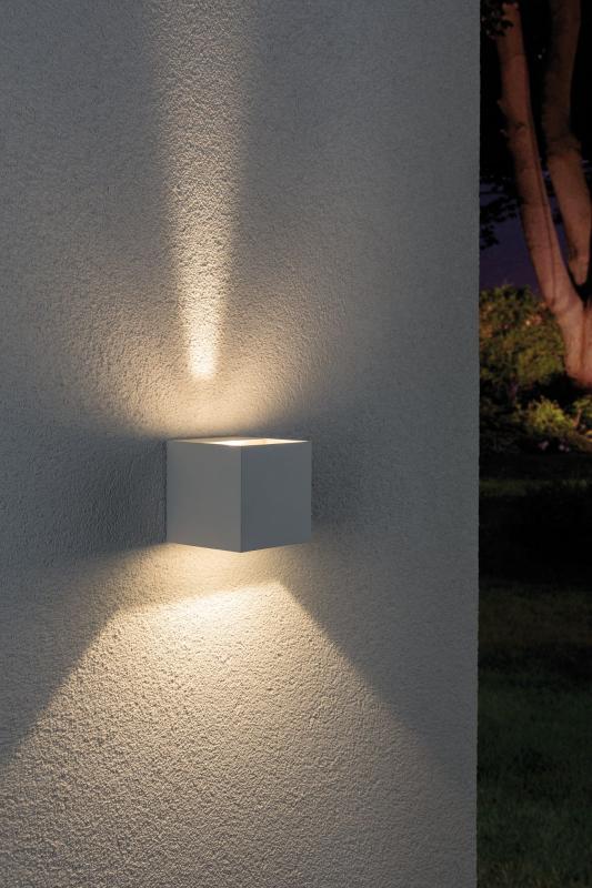 Außen Wandleuchte Cybo LED eckig 8x8cm Weiß up&down Licht Paulmann 18001