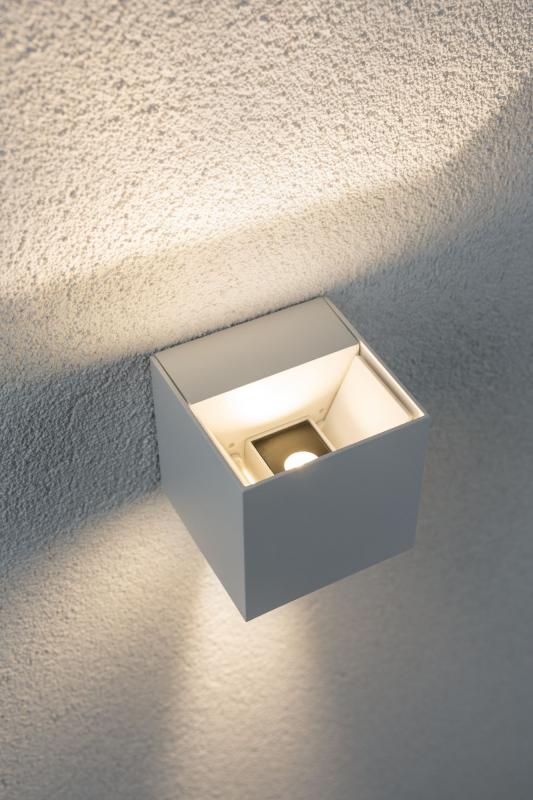 Außen Wandleuchte Cybo LED eckig 8x8cm Weiß up&down Licht Paulmann 18001