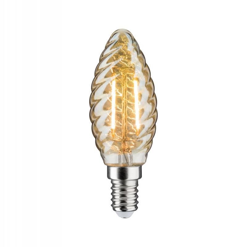 Paulmann 28709 E14 LED Kerzenlampe gedrehtes Muster dekorativ für Kronleuchter goldfarben dimmbar warmes weiß