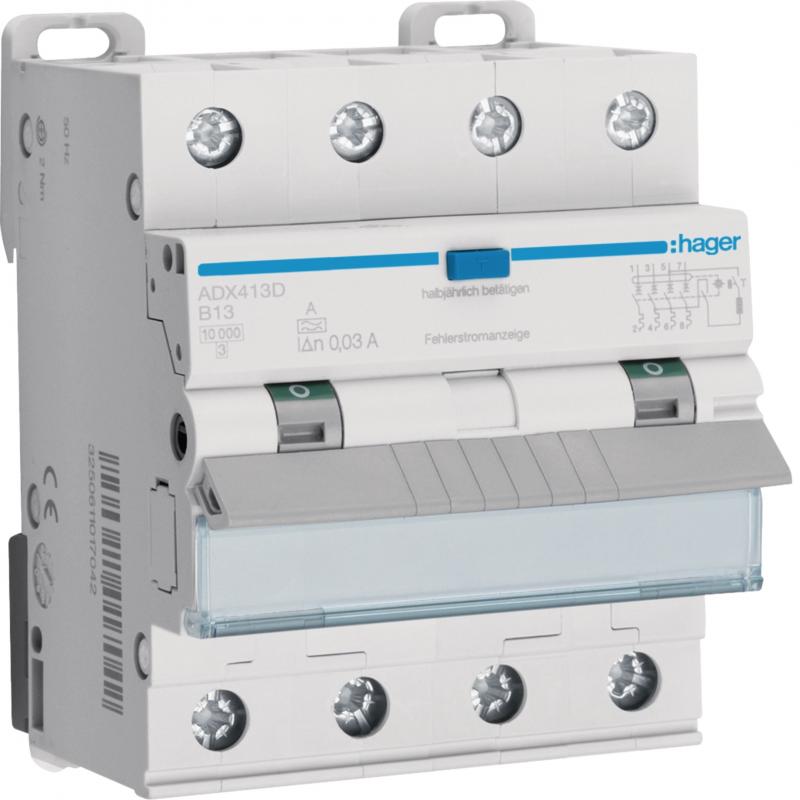 Hager FI-LS 4P 10kA B-13A 30mA Typ A