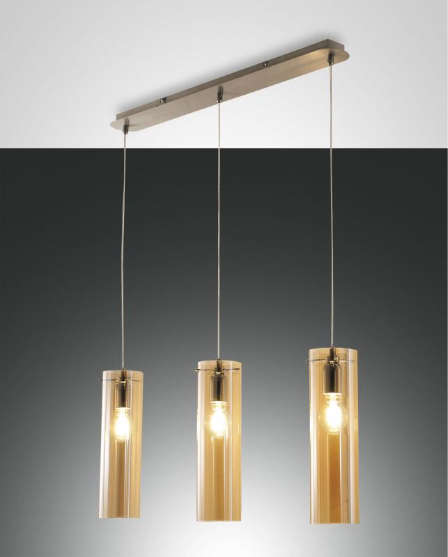 Sintesi Pendelleuchte 3-flammig dimmbar in Amber aus Borsilicatglas von Fabas Luce