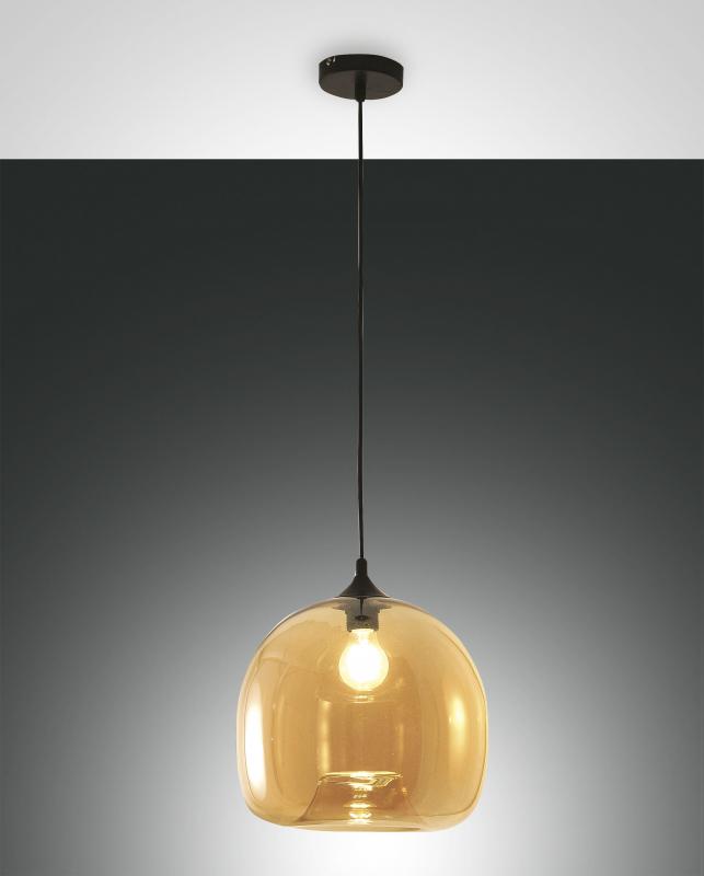 Maia Pendelleuchte Amber dimmbar geblasenes Glas Lamepnschirm Fabas Luce