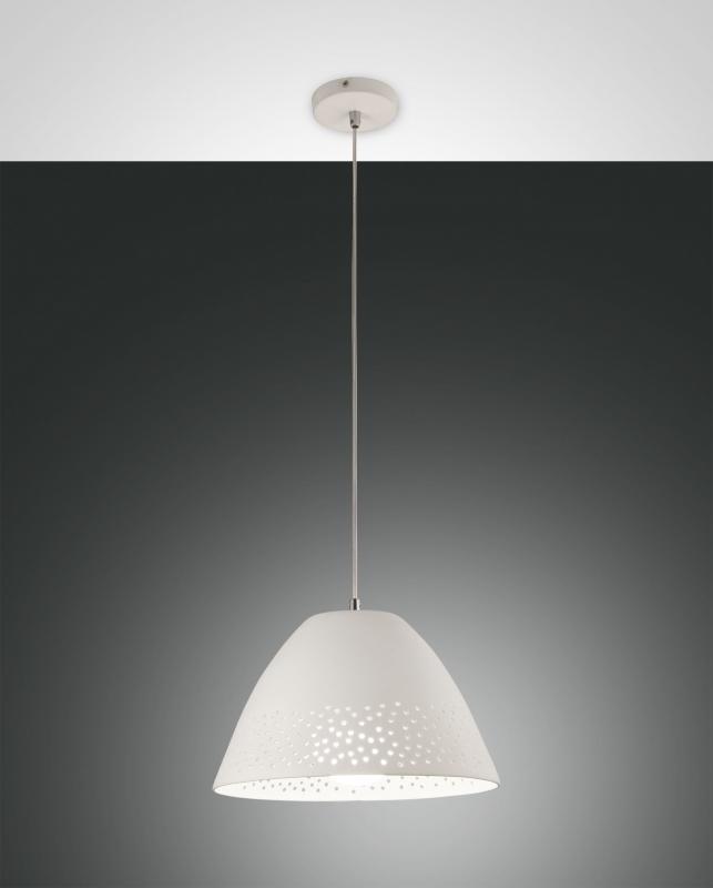 Casale Pendelleuchte in Weiss aus Keramik mit markantem Lochmuster Ø30cm von Fabas Luce