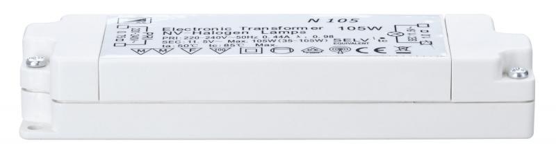 TIP 3651 Nice Price VDE Elektroniktrafo 35-105W 230/12V 105VA Weiß